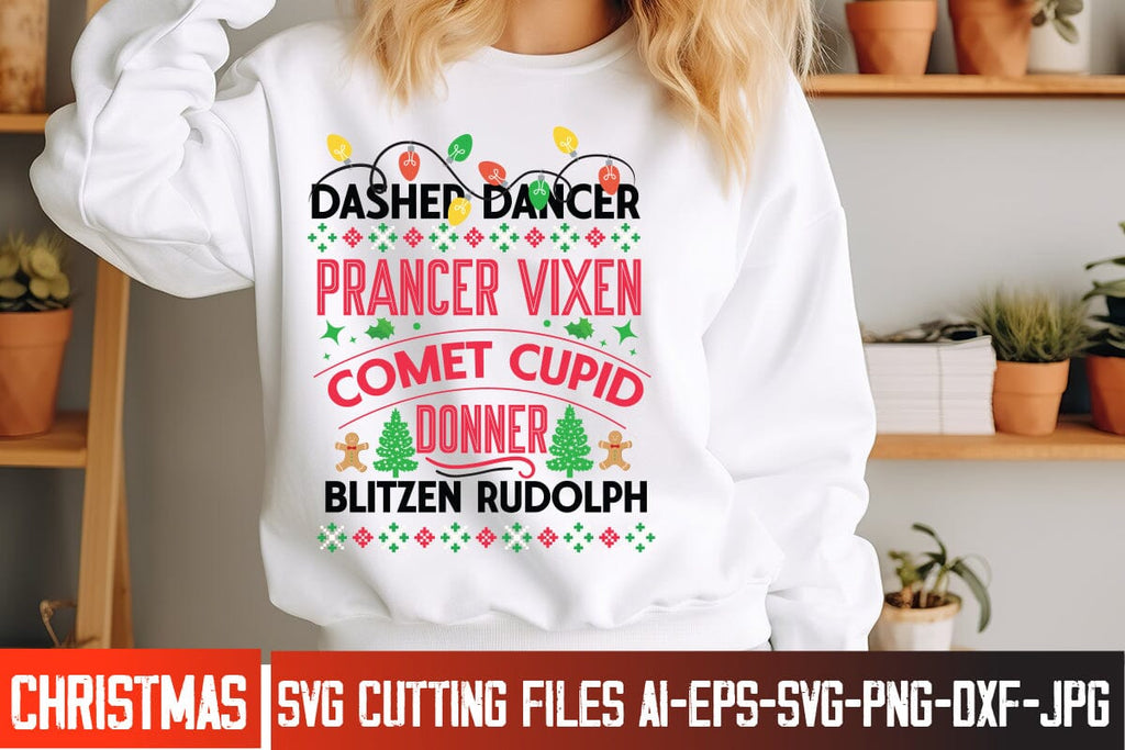 Dasher Dancer Prancer Vixen Comet Cupid Donner Blitzen Rudolph SVG
