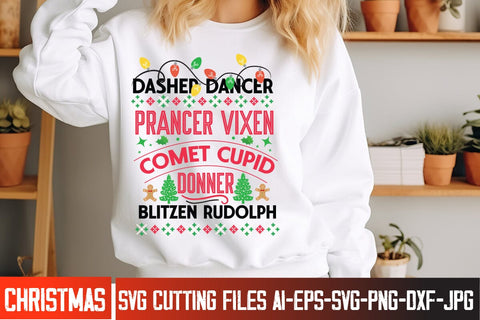 Dasher Dancer Prancer Vixen Comet Cupid Donner Blitzen Rudolph SVG,Dasher Dancer Prancer Vixen Comet Cupid Donner Blitzen Rudolph Sublimation PNG SVG BlackCatsMedia 
