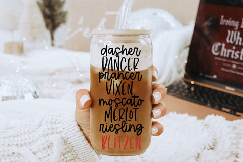 Dasher, Dancer, Prancer, Vixen, Moscato, Merlot, Riesling, Blitzen SVG Pickled Thistle Creative 