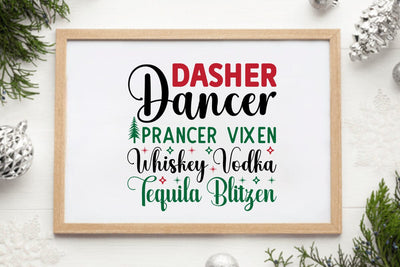 Dasher Dancer Prancer Vixen Whiskey Vodka Tequila Blitzen SVG Angelina750 