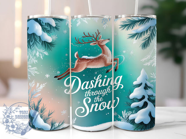 Dashing Reindeer Christmas Tumbler, Snowy Christmas Wrap, Holiday Sleigh Sublimation, Festive Reindeer Cup, 20Oz Skinny Tumbler Wrap, Winter Wonderland Mug, Cheerful Christmas Design Sublimation ToriDesigns 