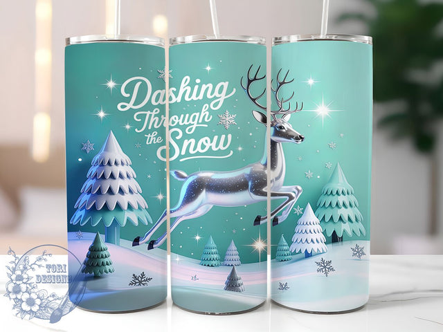 Dashing Reindeer Christmas Tumbler, Snowy Christmas Wrap, Holiday Sleigh Sublimation, Festive Reindeer Cup, 20Oz Skinny Tumbler Wrap, Winter Wonderland Mug, Cheerful Christmas Design Sublimation ToriDesigns 