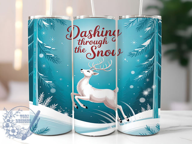 Dashing Reindeer Christmas Tumbler, Snowy Christmas Wrap, Holiday Sleigh Sublimation, Festive Reindeer Cup, 20Oz Skinny Tumbler Wrap, Winter Wonderland Mug, Cheerful Christmas Design Sublimation ToriDesigns 