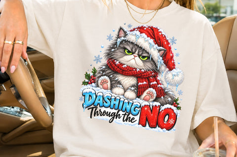 Dashing Through The NO Christmas Cat PNG Sublimation nirmal108roy 