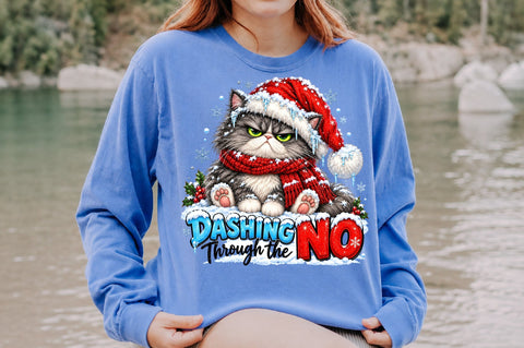 Dashing Through The NO Christmas Cat PNG Sublimation nirmal108roy 