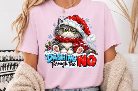 Dashing Through The NO Christmas Cat PNG Sublimation nirmal108roy 