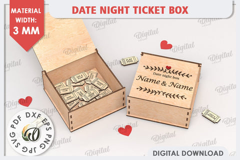 Date Night Box & Tokens Laser Cut Bundle. Valentines SVG SVG Evgenyia Guschina 