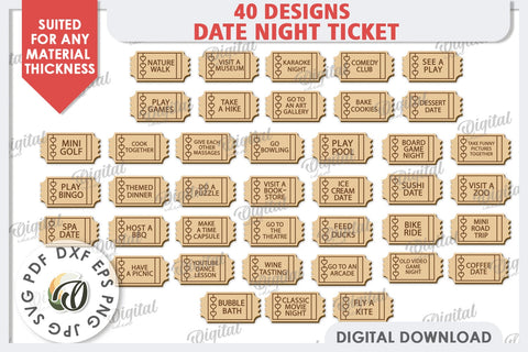 Date Night Box & Tokens Laser Cut. Valentines Gift SVG SVG Evgenyia Guschina 