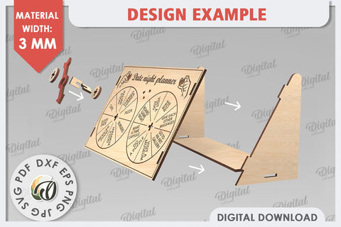Date Night Spinner Planner Laser Cut. Valentine Day Gift SVG SVG Evgenyia Guschina 