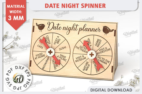 Date Night Spinner Planner Laser Cut. Valentine Day Gift SVG SVG Evgenyia Guschina 