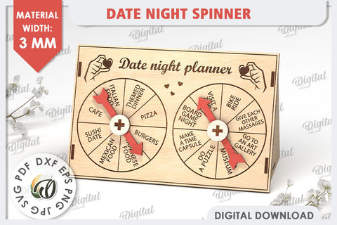 Date Night Spinner Planner Laser Cut. Valentine Day Gift SVG SVG Evgenyia Guschina 