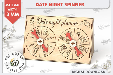 Date Night Spinner Planner Laser Cut. Valentine Day Gift SVG SVG Evgenyia Guschina 