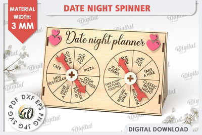 Date Night Spinner Planner Laser Cut. Valentine Day Gift SVG SVG Evgenyia Guschina 