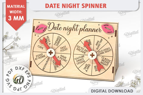 Date Night Spinner Planner Laser Cut. Valentine Day Gift SVG SVG Evgenyia Guschina 