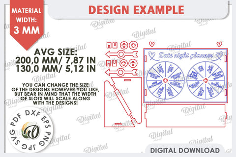 Date Night Spinner Planners Laser Cut Bundle. Love SVG SVG Evgenyia Guschina 