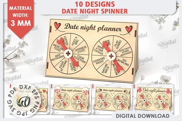 Date Night Spinner Planners Laser Cut Bundle. Love SVG SVG Evgenyia Guschina 