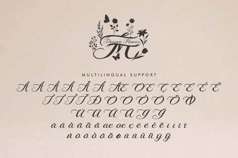 Davina Flower Monogram Font Prasetya Letter 