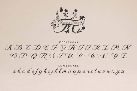 Davina Flower Monogram Font Prasetya Letter 