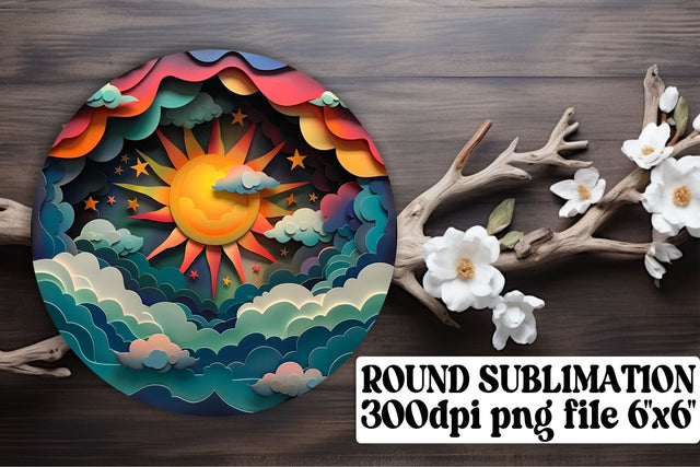 Dawn Delight: Sun Round Ornament Sublimation Set Sublimation afrosvg 