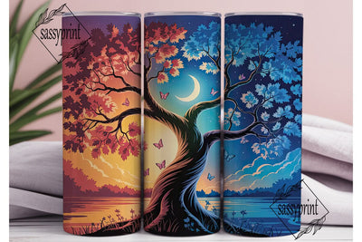Day & Night Tree 20oz Tumbler Wrap Sublimation sassyprint 