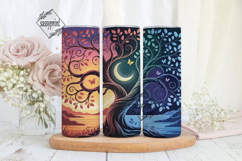Day & Night Tree 20oz Tumbler Wrap Sublimation sassyprint 