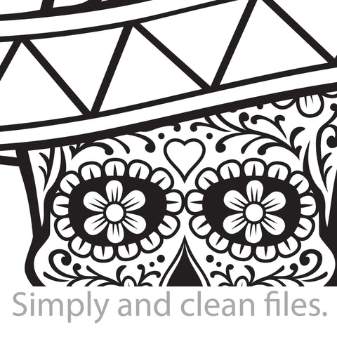 Day of Dead Skull with Sombrero Hat SVG TribaliumArtSF 
