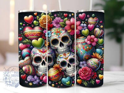 Day Of The Dead 20 oz Skinny Tumbler, Mexican Skull Tumbler Png, Straight & Tapered Tumbler Wrap, Instant Digital Download Sublimation ToriDesigns 