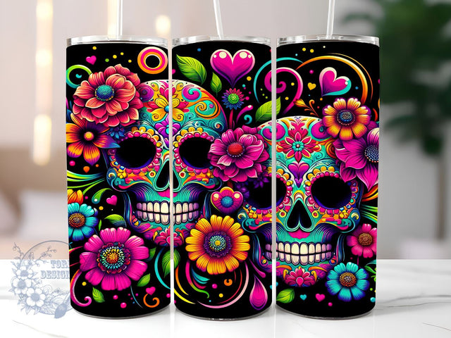 Day Of The Dead 20 oz Skinny Tumbler, Mexican Skull Tumbler Png, Straight & Tapered Tumbler Wrap, Instant Digital Download Sublimation ToriDesigns 