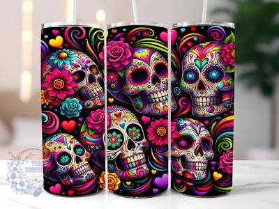 Day Of The Dead 20 oz Skinny Tumbler, Mexican Skull Tumbler Png, Straight & Tapered Tumbler Wrap, Instant Digital Download Sublimation ToriDesigns 