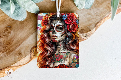 Day Of The Dead Air Freshener - Car Air Freshie Sublimation 3D Paper BijouBay 