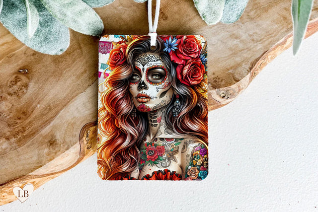 Day Of The Dead Air Freshener - Car Air Freshie Sublimation 3D Paper BijouBay 