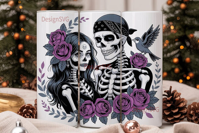 Day of the Dead Couple 20oz Tumbler Wrap Sublimation DesignSVG 