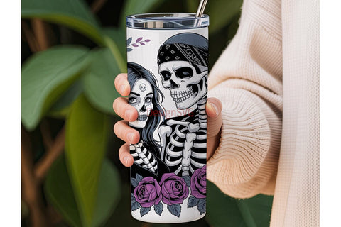 Day of the Dead Couple 20oz Tumbler Wrap Sublimation DesignSVG 