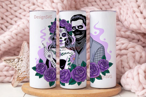 Day of the Dead Couple 20oz Tumbler Wrap Sublimation DesignSVG 