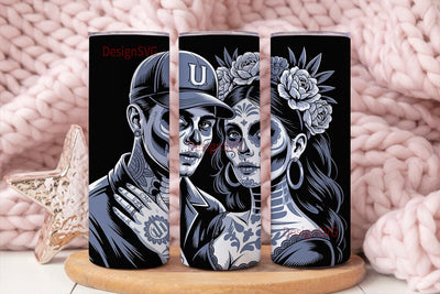 Day of the Dead Couple 20oz Tumbler Wrap Sublimation DesignSVG 