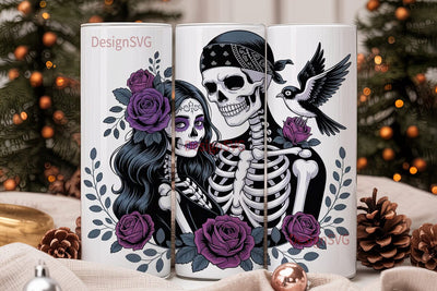 Day of the Dead Couple 20oz Tumbler Wrap Sublimation DesignSVG 