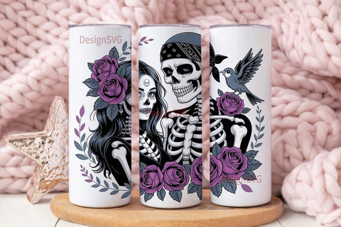 Day of the Dead Couple 20oz Tumbler Wrap Sublimation DesignSVG 