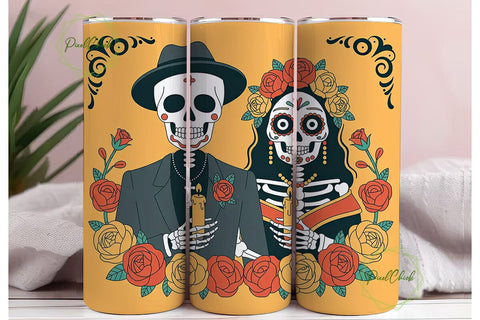 Day of the Dead Couple 20oz Tumbler Wrap Sublimation PixelChick 