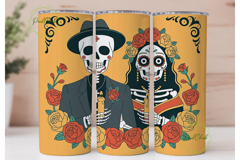 Day of the Dead Couple 20oz Tumbler Wrap Sublimation PixelChick 