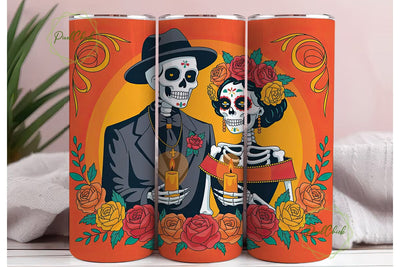 Day of the Dead Couple 20oz Tumbler Wrap Sublimation PixelChick 
