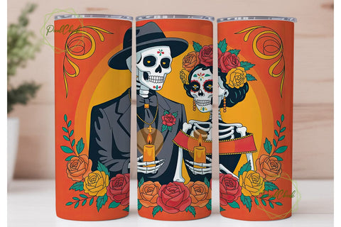 Day of the Dead Couple 20oz Tumbler Wrap Sublimation PixelChick 