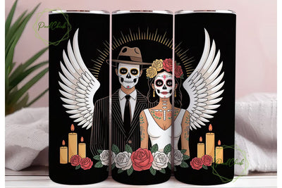 Day of the Dead Couple Tumbler Wrap Sublimation PixelChick 
