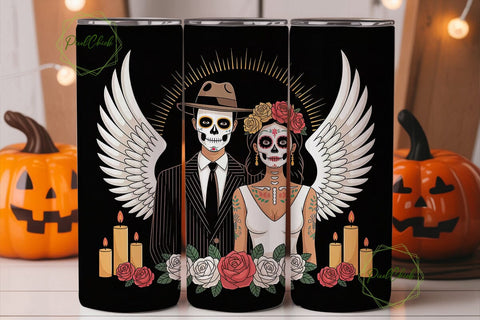 Day of the Dead Couple Tumbler Wrap Sublimation PixelChick 
