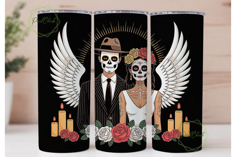 Day of the Dead Couple Tumbler Wrap Sublimation PixelChick 