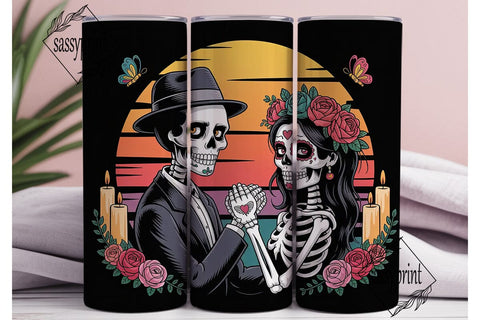 Day of the Dead Couple Tumbler Wrap Sublimation sassyprint 