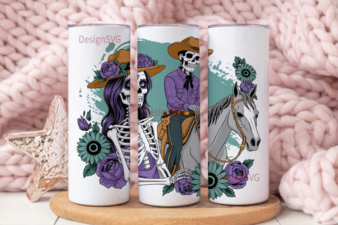 Day of the Dead Cowboy Tumbler Wrap Sublimation DesignSVG 