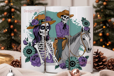 Day of the Dead Cowboy Tumbler Wrap Sublimation DesignSVG 