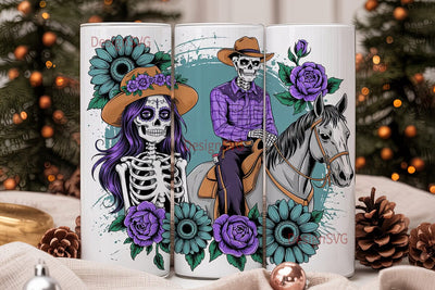 Day of the Dead Cowboy Tumbler Wrap Sublimation DesignSVG 
