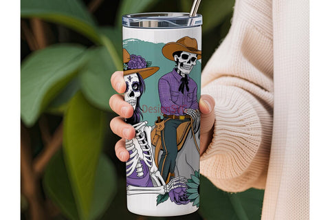 Day of the Dead Cowboy Tumbler Wrap Sublimation DesignSVG 