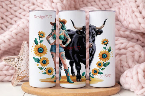 Day of the Dead Cowgirl 20oz Tumbler Sublimation DesignSVG 